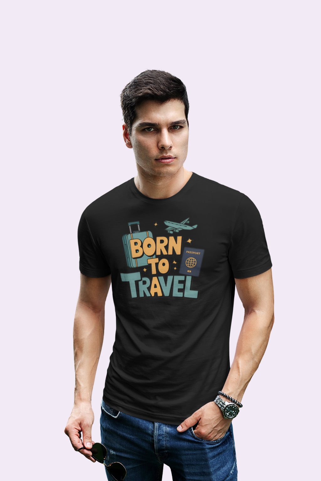 Born to Travel Men's Graphic Black Coloured T-Shirt - Travel Tee