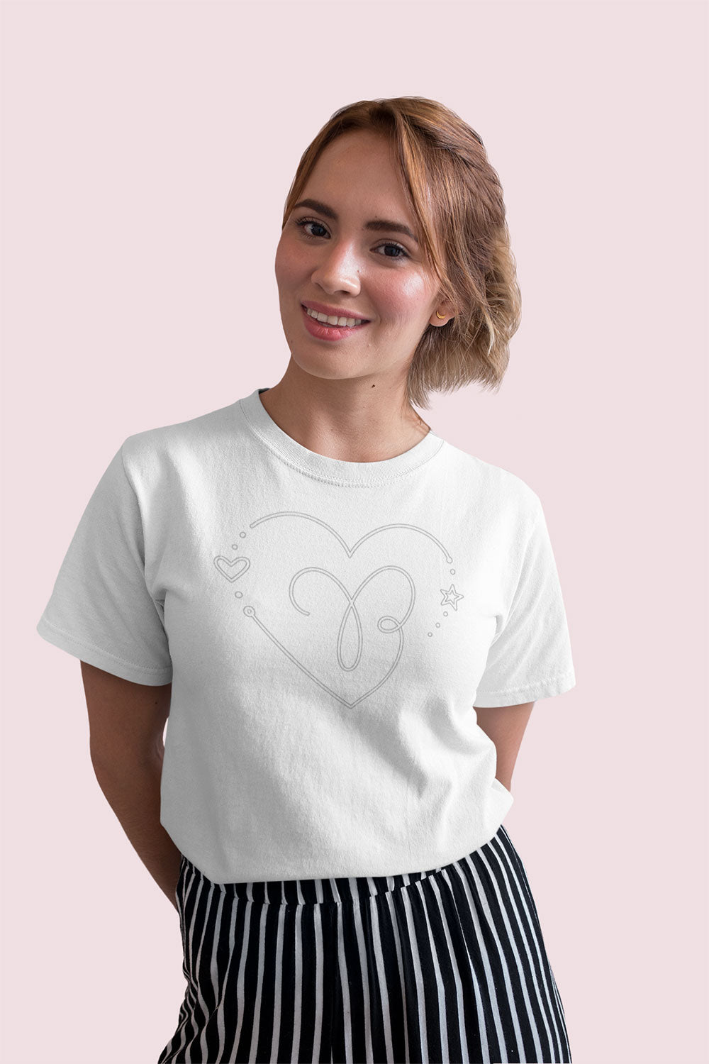 Heart Line Art T-Shirt for Women