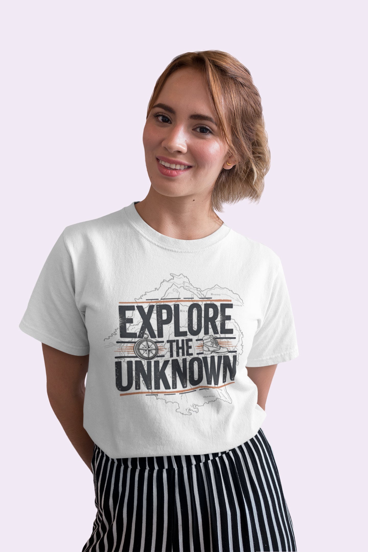 Explore the Unknown Women’s Graphic Tee – Adventure White Coloured T-Shirt for Hiking & Travel