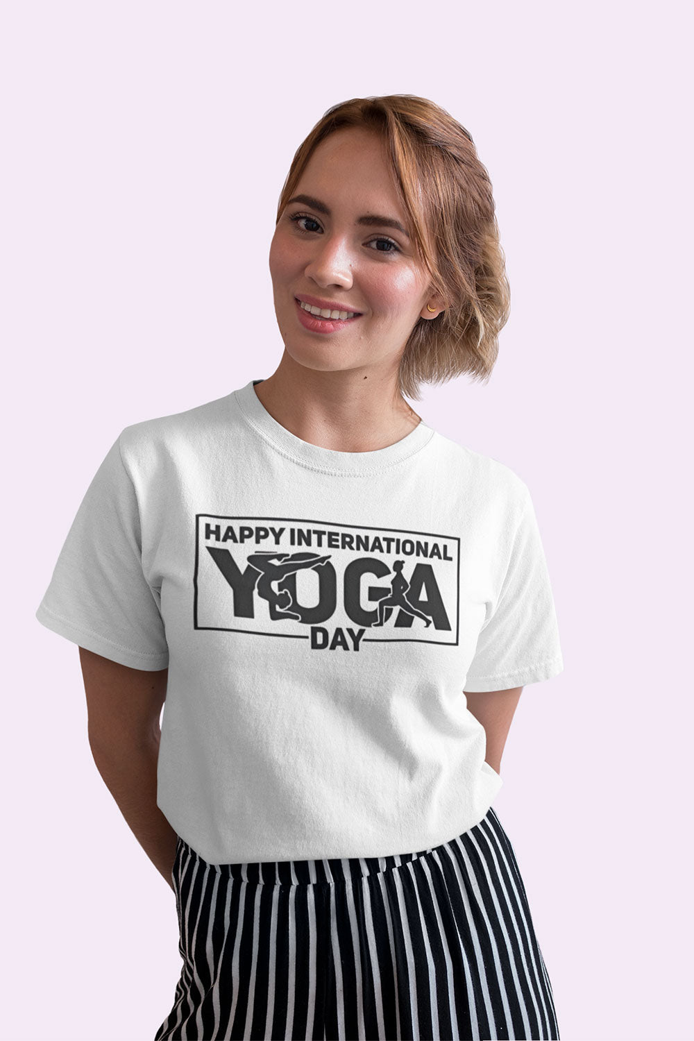 International Yoga Day Cotton Tee for Wellness and Fitness