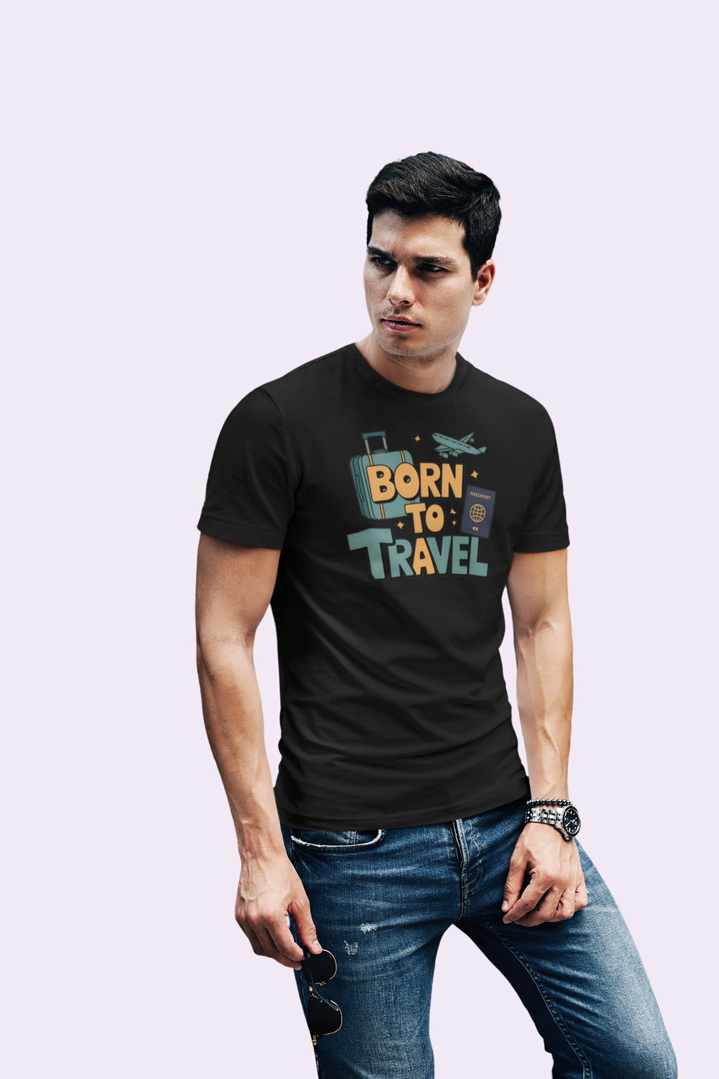 Born to Travel Men's Graphic Black Coloured T-Shirt - Travel Tee