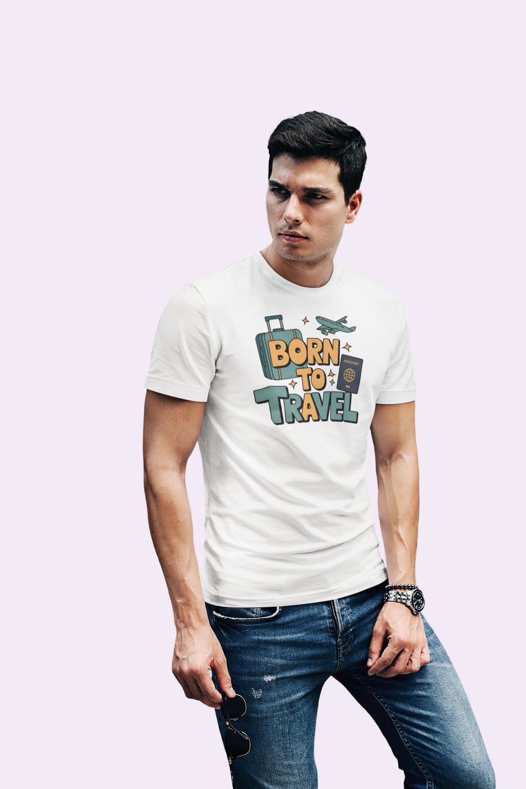 Born to Travel Men's Graphic White Coloured T-Shirt - Travel Tee