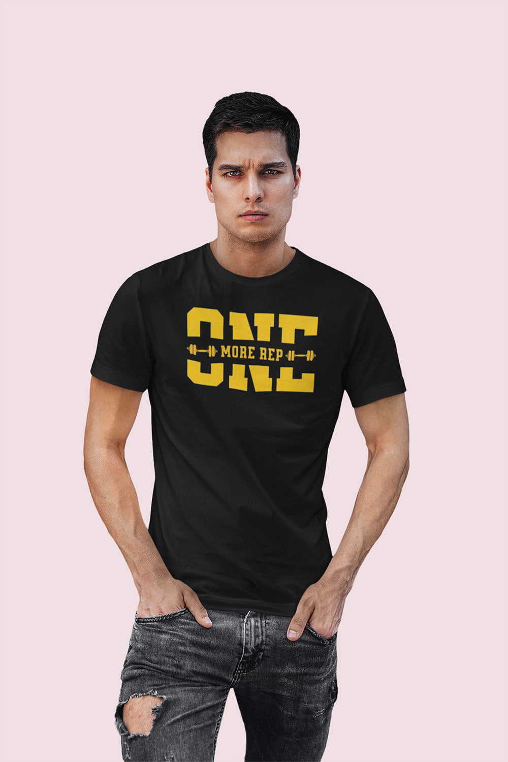 Black “One More Rep” Gym Graphic T Shirt