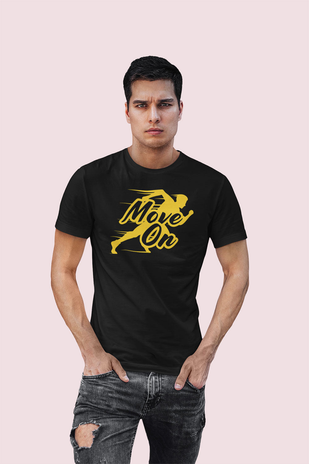Black “Move On” Running Graphic T Shirt