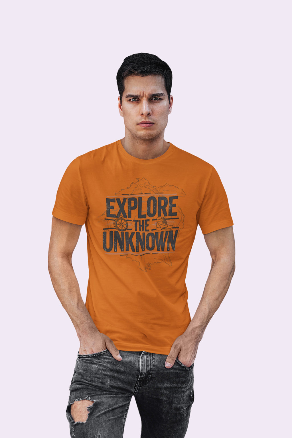 Explore the Unknown Men’s Graphic Tee – Adventure Sky Blue Coloured T-Shirt for Hiking & Travel
